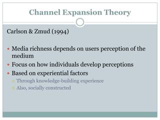 chanel expansion|psychology of media richness theory.